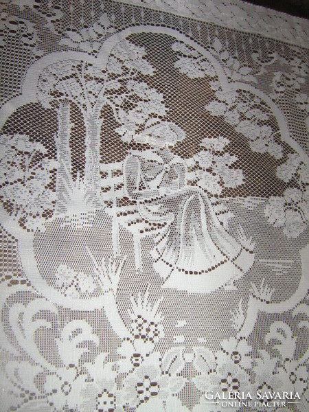 Csodaszép fehér barokk életképes vitrázs függöny