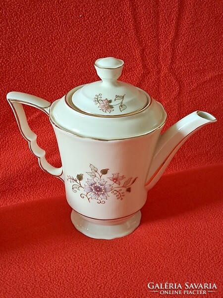 New condition and marked, Zsolnay, purple flower pattern, elf ears, 6-person mocha / coffee set