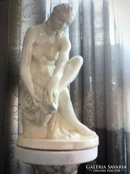 Old marble postman, kisfaludi-strobl zsigmond: bathing woman small sculpture!