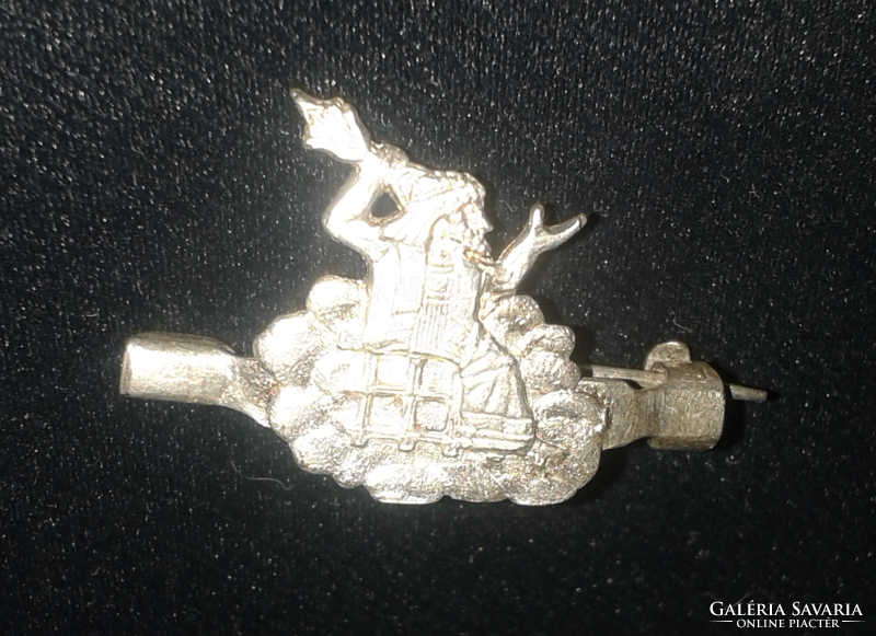 Old silver or silver-plated figure brooch (marked)