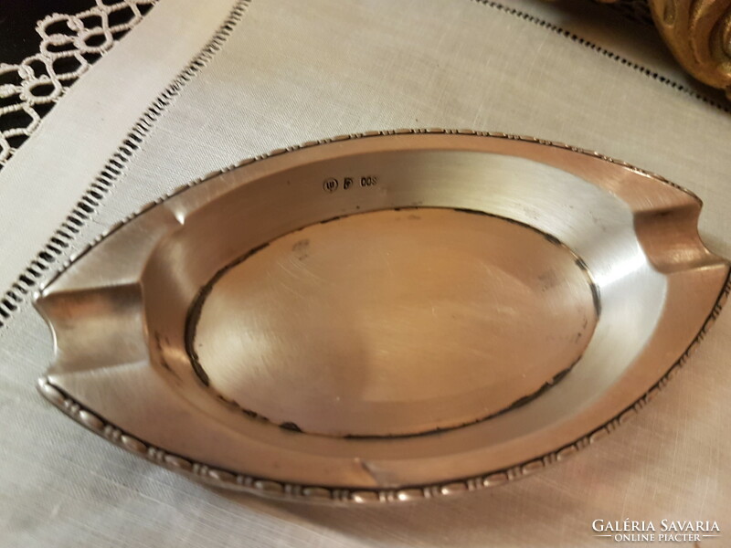 Antique silver ashtray, marked, fineness mark 800, with a beautiful rim finish