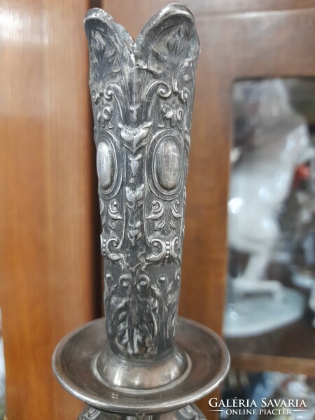 Old Austro-Hungarian silver 800 baroque candle holder. 30 Cm. 210 Grams.