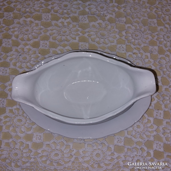 Zsolnay white, beautiful porcelain sauce bowl, marked. The bowl and the base are one