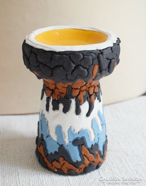 Candle holder retro ceramic industrial art 8.3 x 12.3 cm