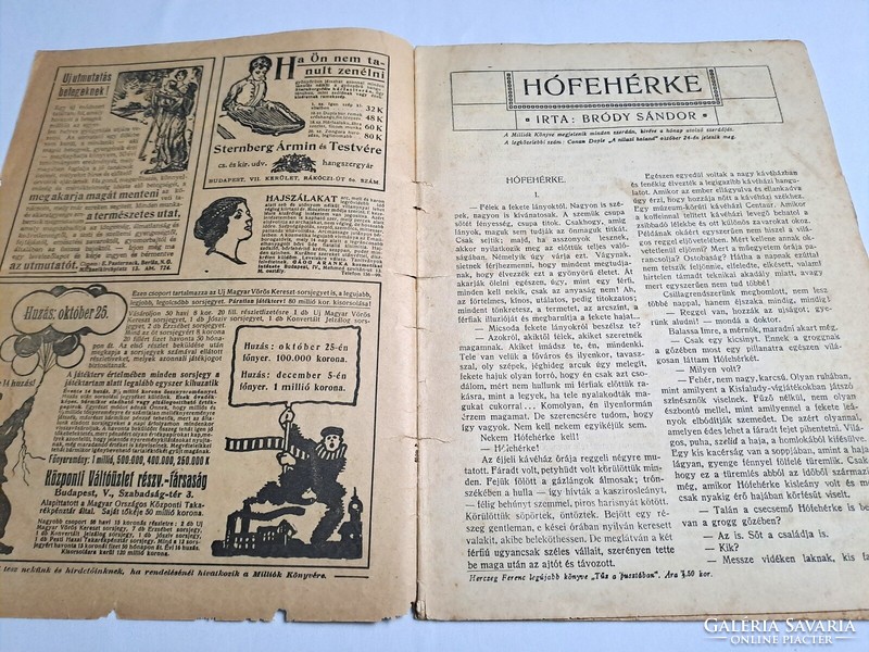 Sándor Bródy: hófehérke newspaper millions book 1917. 51. Number