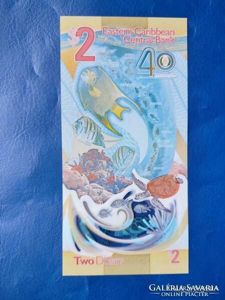 Eastern Caribbean States 2 dollars 2023 (2024) bank 40th Anniversary! Tortoise! Fish! Baseball! Rare! Ouch!