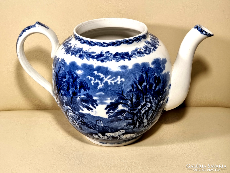*English/vintage booths silicon china 'British setting' made in England blue and white transferware jug