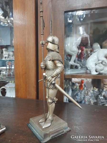 Rare Austrian Vienna painted solid tin-metal medieval soldier lighter. 25 Cm.