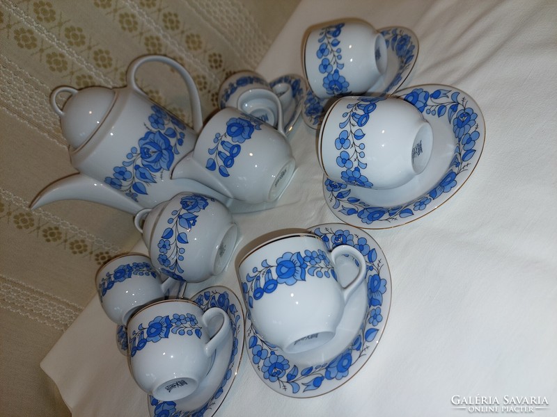 6 Personal complete Kalocsa coffee set, rare