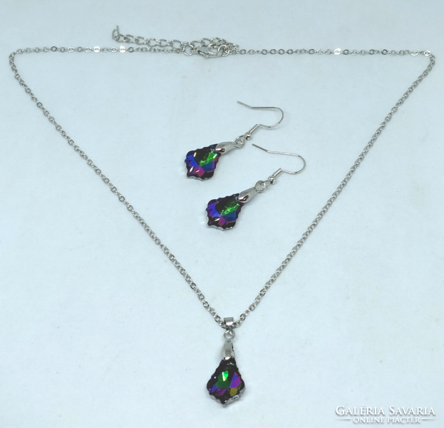 Rainbow necklace-earring set 102