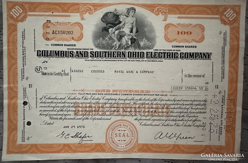 Southern Ohio Electric Company Stock 1975