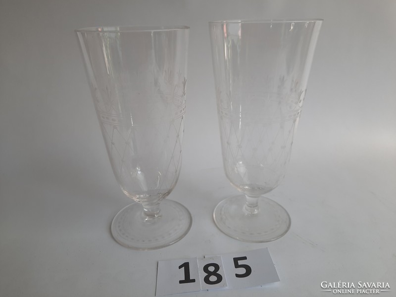 2 beautiful polished glass glasses - 16 cm high