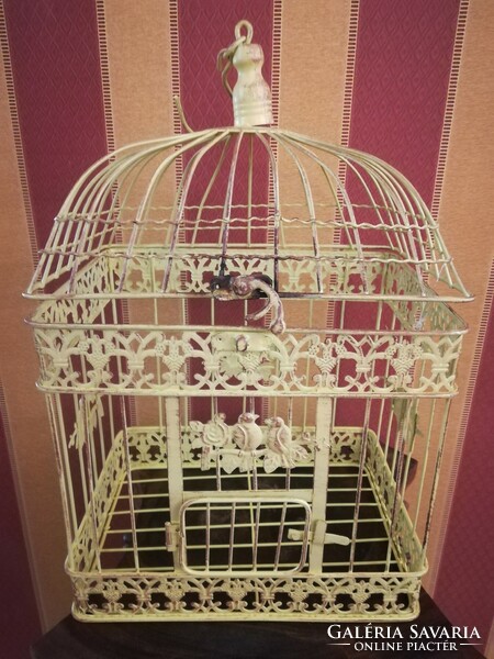 Vintage, cream-colored flower / candle cage, 43*19*28 cm