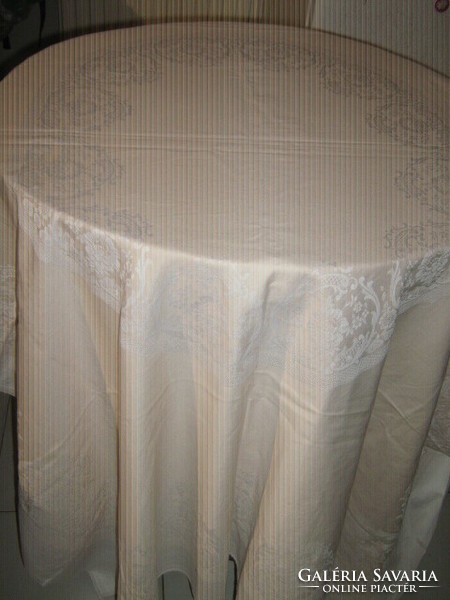 Beautiful and elegant pink beige damask tablecloth