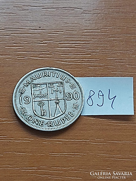 Mauritius 1 Rupee 1990 Copper-Nickel, Coat of Arms #894