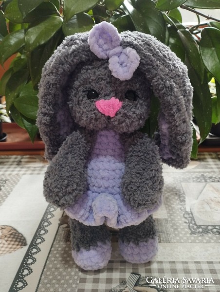 Bunny crocheted from chenille yarn