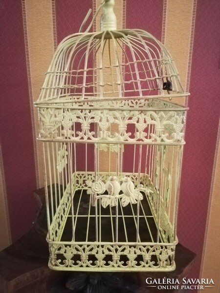 Vintage, cream-colored flower / candle cage, 43*19*28 cm