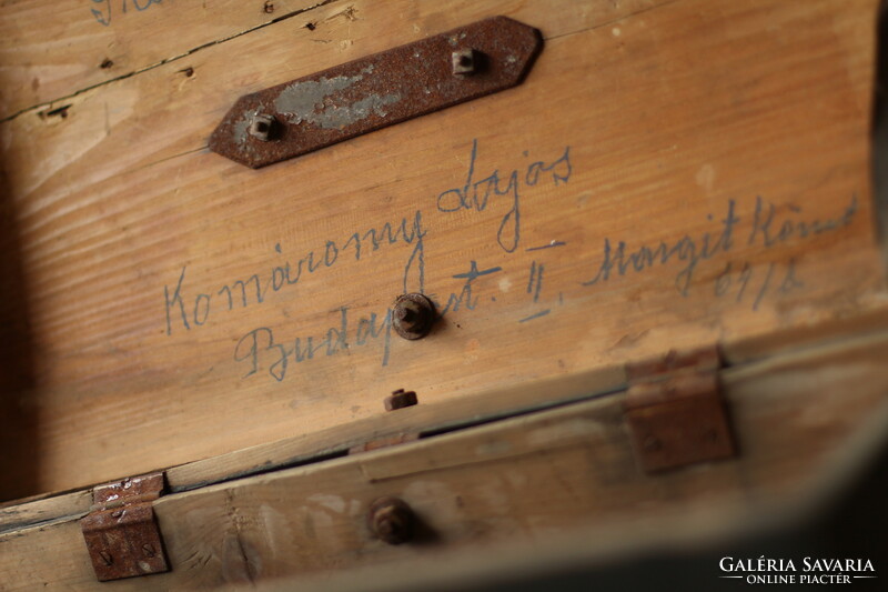 Old antique wooden chest from the First World War period