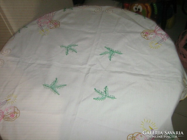 Beautiful angelic hand embroidered tablecloth with slinged edges