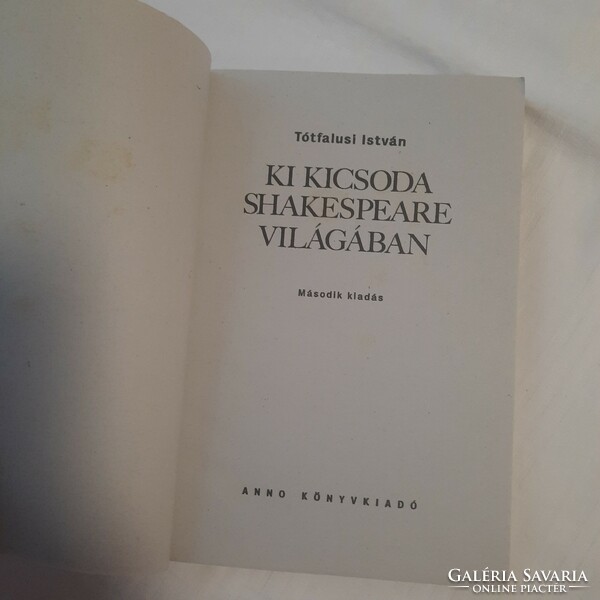 István Tótfalusi: who's who in Shakespeare's works? Anno is a book publisher