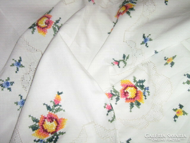 Beautiful small cross-stitched tablecloth with toledo