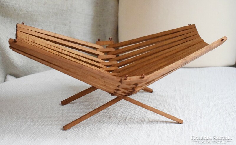 Retro, wooden, fruit tray, bread basket..., Collapsible for picnics, 30 x 23.5 x 15 cm