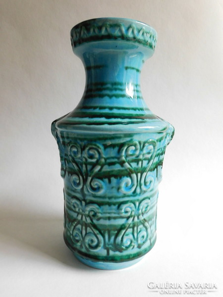 Jasba mid century türkiz színű német kerámia váza 24.5 cm