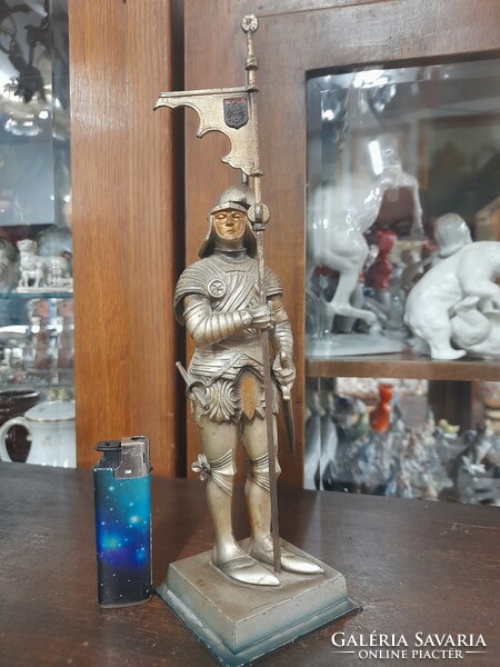 Rare Austrian Vienna painted solid tin-metal medieval soldier lighter. 25 Cm.