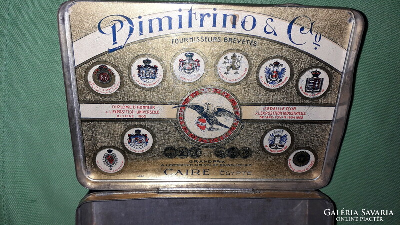 1910. DIMITRINO & CO.valaha 100db cigarettát tartalmazó festett dísz cigaretta doboz a képek szerint