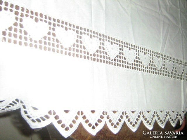Beautiful vintage style double lacy heart stained glass curtain