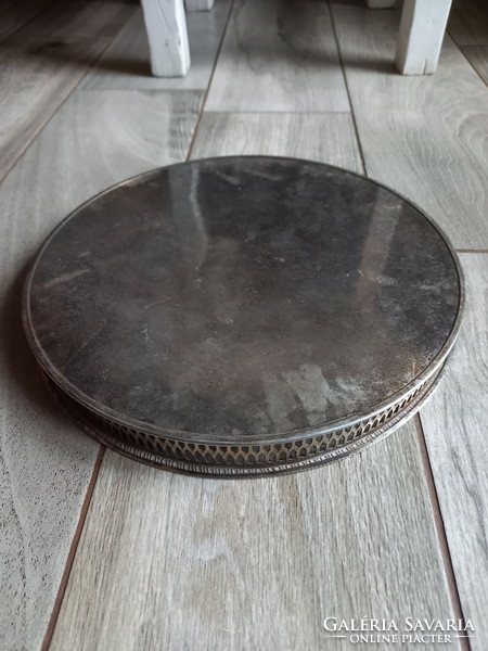 Gyönyörű régi ezüstözött tálca (26x2,8 cm)