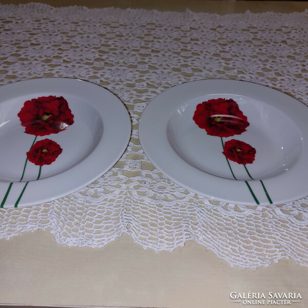 Poppy-patterned vabene deep plate, 2 pcs