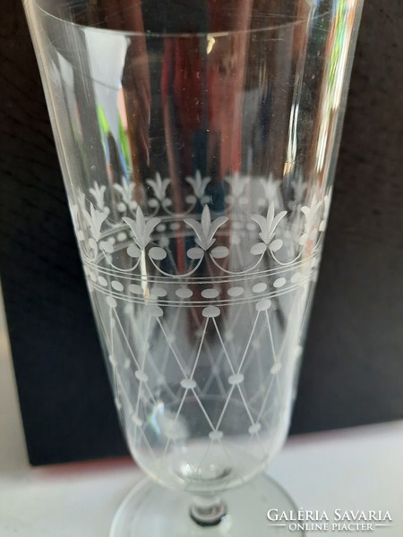 2 db csodás csiszolt üveg pohár - 16 cm magas