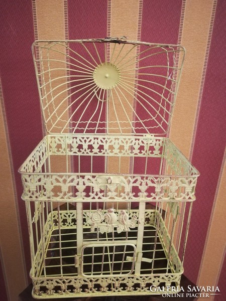 Vintage, cream-colored flower / candle cage, 43*19*28 cm