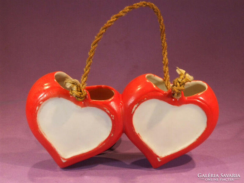 Porcelain double heart (070429)