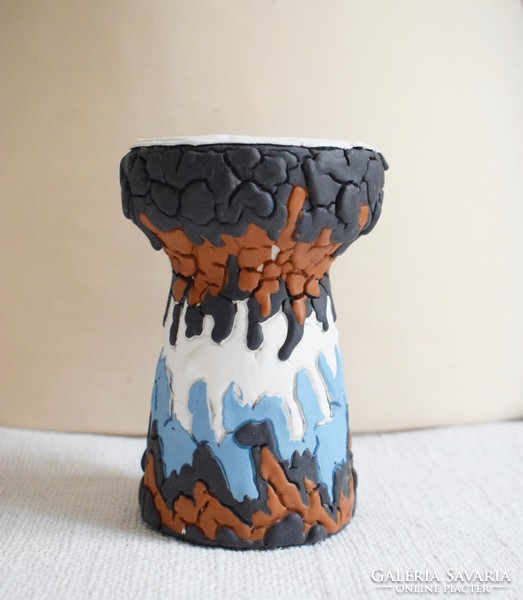 Candle holder retro ceramic industrial art 8.3 x 12.3 cm
