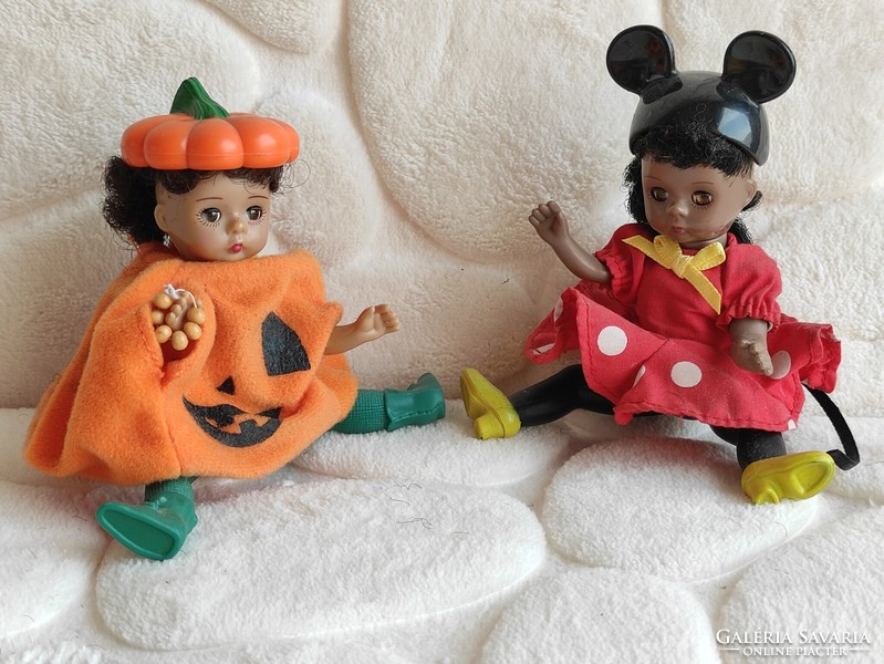 Halloween tök és Minnie egér jelmezes apró játék babák