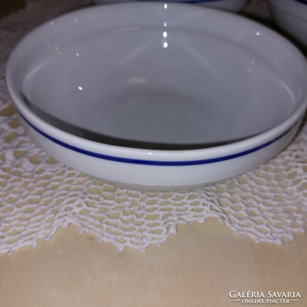 Alföldi gulyásos, kék szegélyes porcelán kocsonyás, leveses, tányér