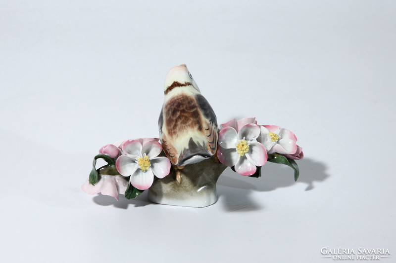 Antik 1939. Herendi porcelán madár virágzó ágon -- virágos faágon jubileumi