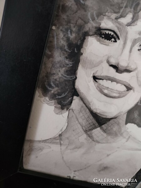 Whitney Houston - mini akvarell festmény / 2019
