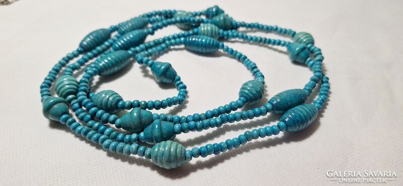 Vintage turquoise wooden bead string extra long