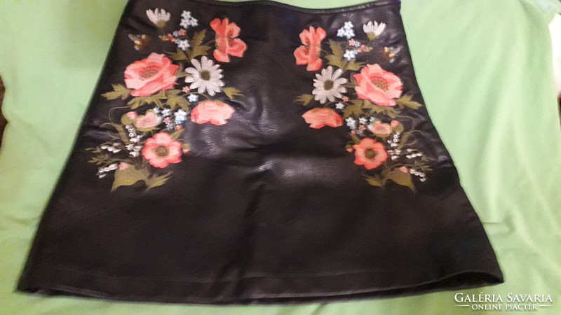 Quality hand-embroidered pimkie genuine leather short skirt l - size 42, other sizes in the last picture