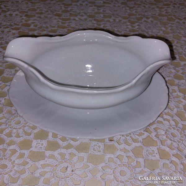 Zsolnay white, beautiful porcelain sauce bowl, marked. The bowl and the base are one