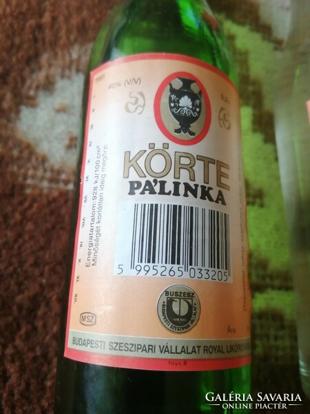 Körte pálinka. 0.2l   2 üveg egyben!  *Budapesti Szeszipari Vállalat* RITKA-BONTATLAN!!