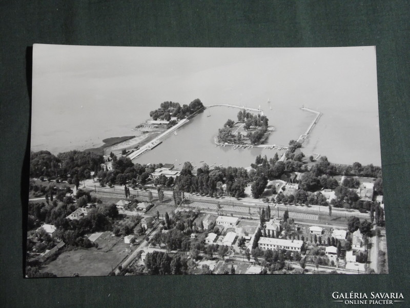 Detail of postcard, Balaton Castle, pier, harbor view