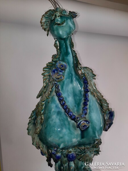 Beautiful Zsuzsa Moravian ceramic peacock - huge (60 cm) ceramic - unfortunately damaged