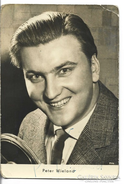 Autograph of German singer Peter Wieland, dedicated, handwritten signature on a photo page.