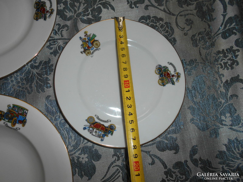 3 Pcs rare Zsolnay children's pattern (car) porcelain plate (flat-deep-small plate)