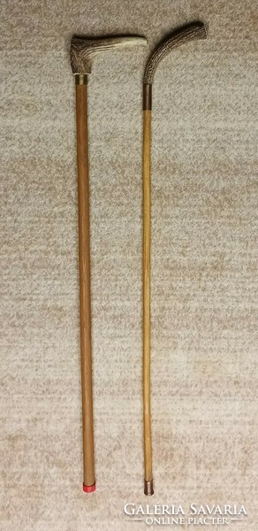 Walking sticks with antler handles