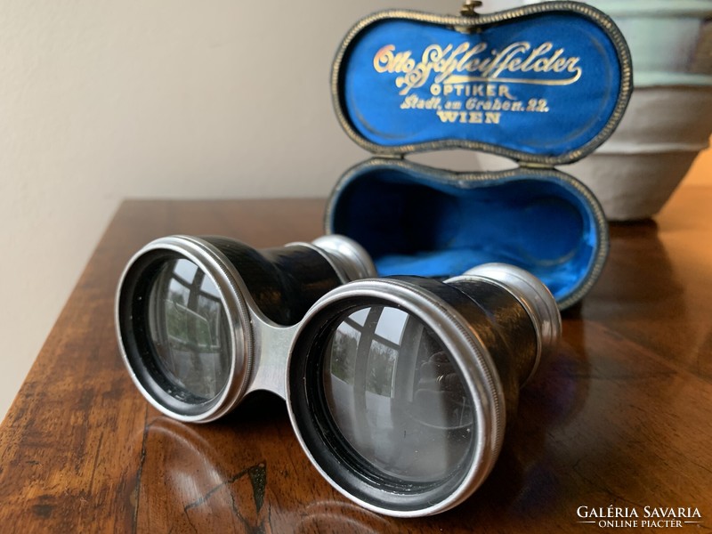 Otto Schleiffelder antique leather covered theater binoculars